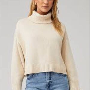 Free People Cream Turtleneck Sweater